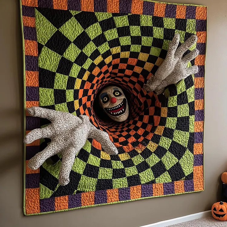 Candy Clown Hollow Quilted Blanket Creepy Clown Tunnel Merch Unique Home Decor Finds