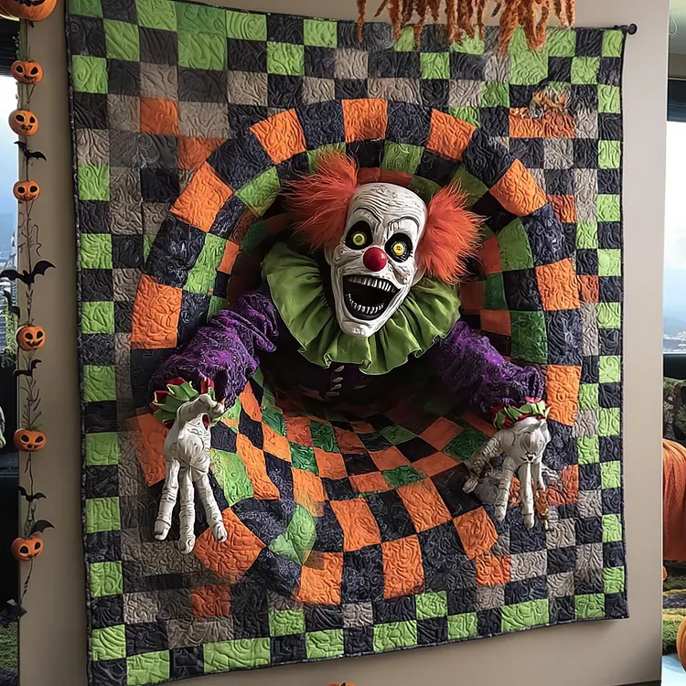 Carnival Night Quilted Blanket Scary Clown Tunnel Merch Gift For New Homeowners