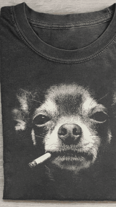 Chihuahua Face Smoking T-Shirt Cute Puppy Portrait Dog Clothes Gift For Pet Owners