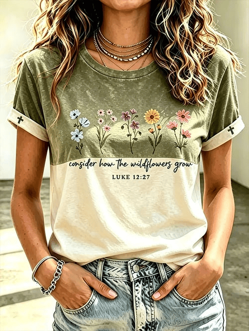 Consider How The Wildflowers Grow Luke 12-27 T-Shirt Christian Merch Blessed Faith Presents