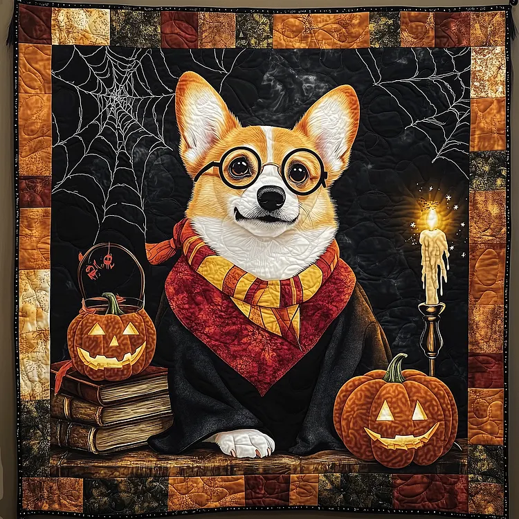 Corgi Bewitching Tale Quilted Blanket Harry Potter Corgi Merch Top Home Decor Gifts