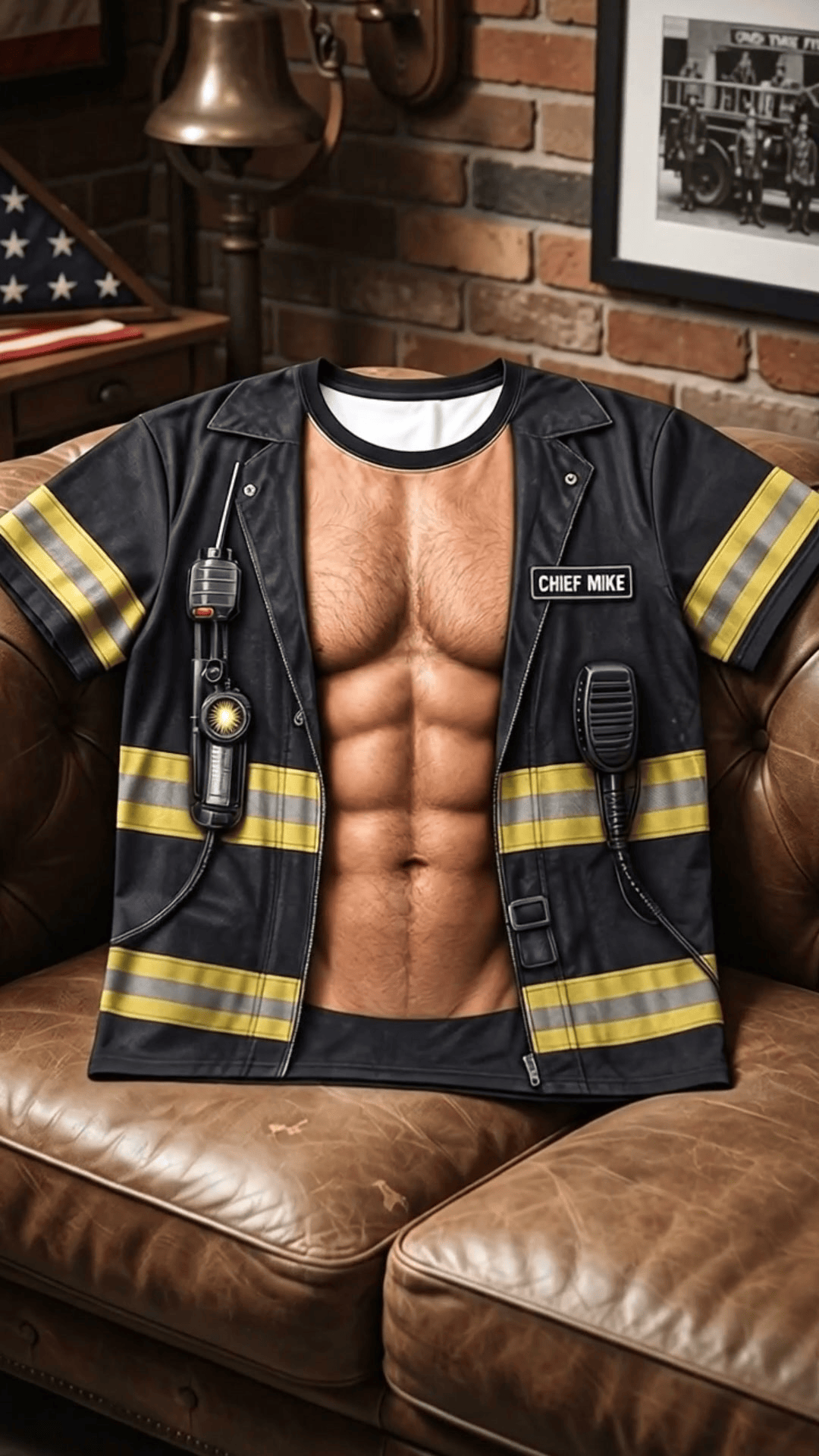 Custom Name Firefighters Uniform T-Shirt Fire Dept Apparel Gift For Firefighters Brave