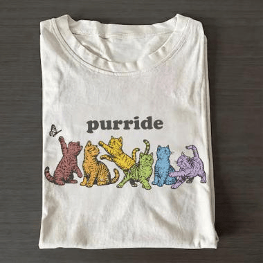 Cute Purride Gay Pride Cat T-Shirt Rainbow Cats LGBTQ Ally Shirt Unique Gifts For Fans