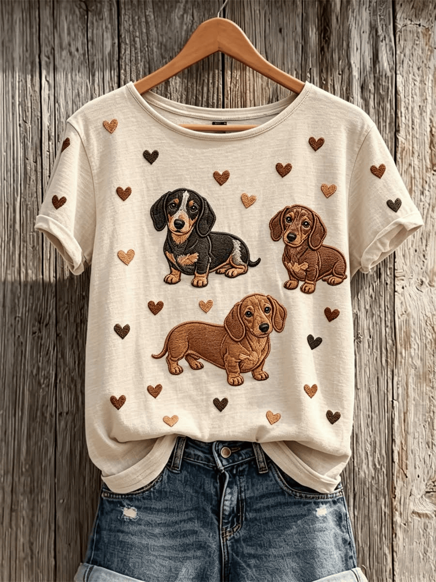 Dachshund Dog Lover T-Shirt Cute Wiener Dog Hearts Shirt Gifts For Fans