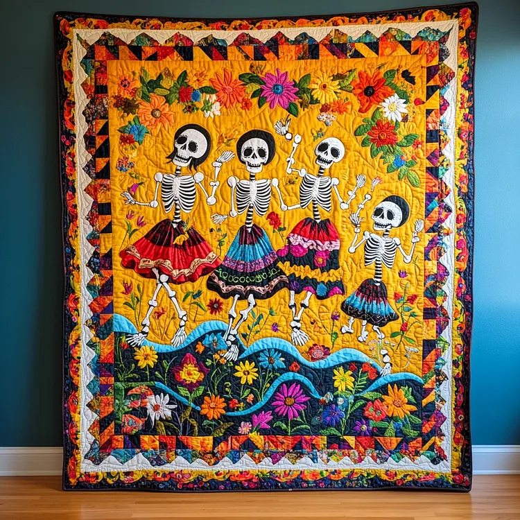 Dia De Los Muertos Quilted Blanket Day Of The Dead Skeletons Merch Unique Gift
