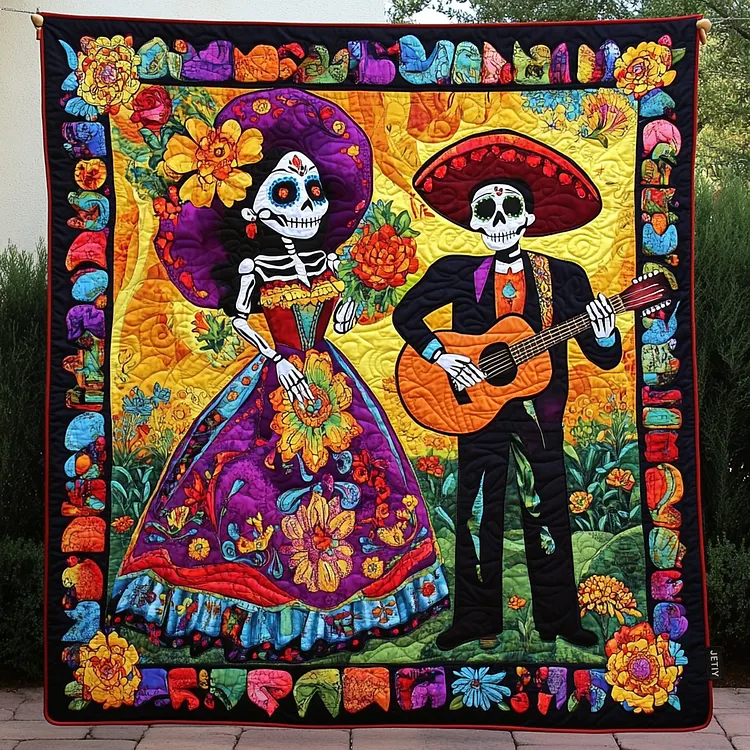 Dia De Los Muertos Quilted Blanket La Calavera Catrina Merch Unique Gifts For Fans
