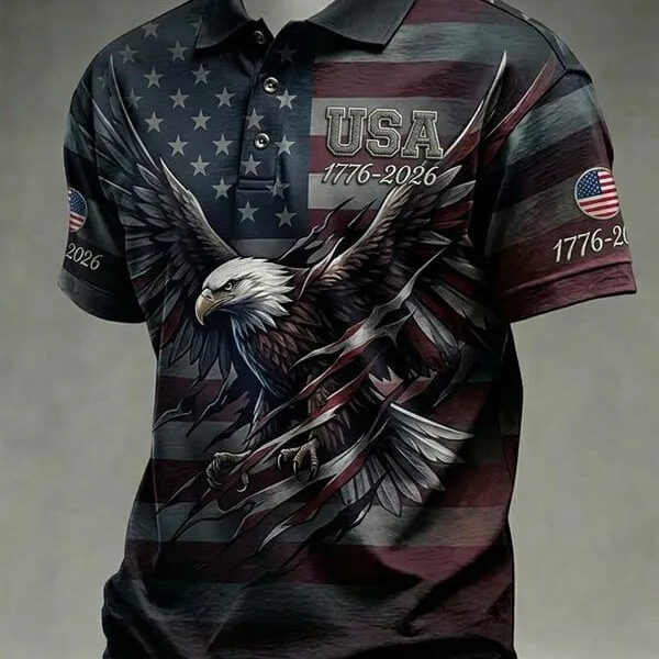 Eagle America 250 Years Retro Polo Shirt 4Th Of July Clothing Gift For Patriots - WWCandleCo