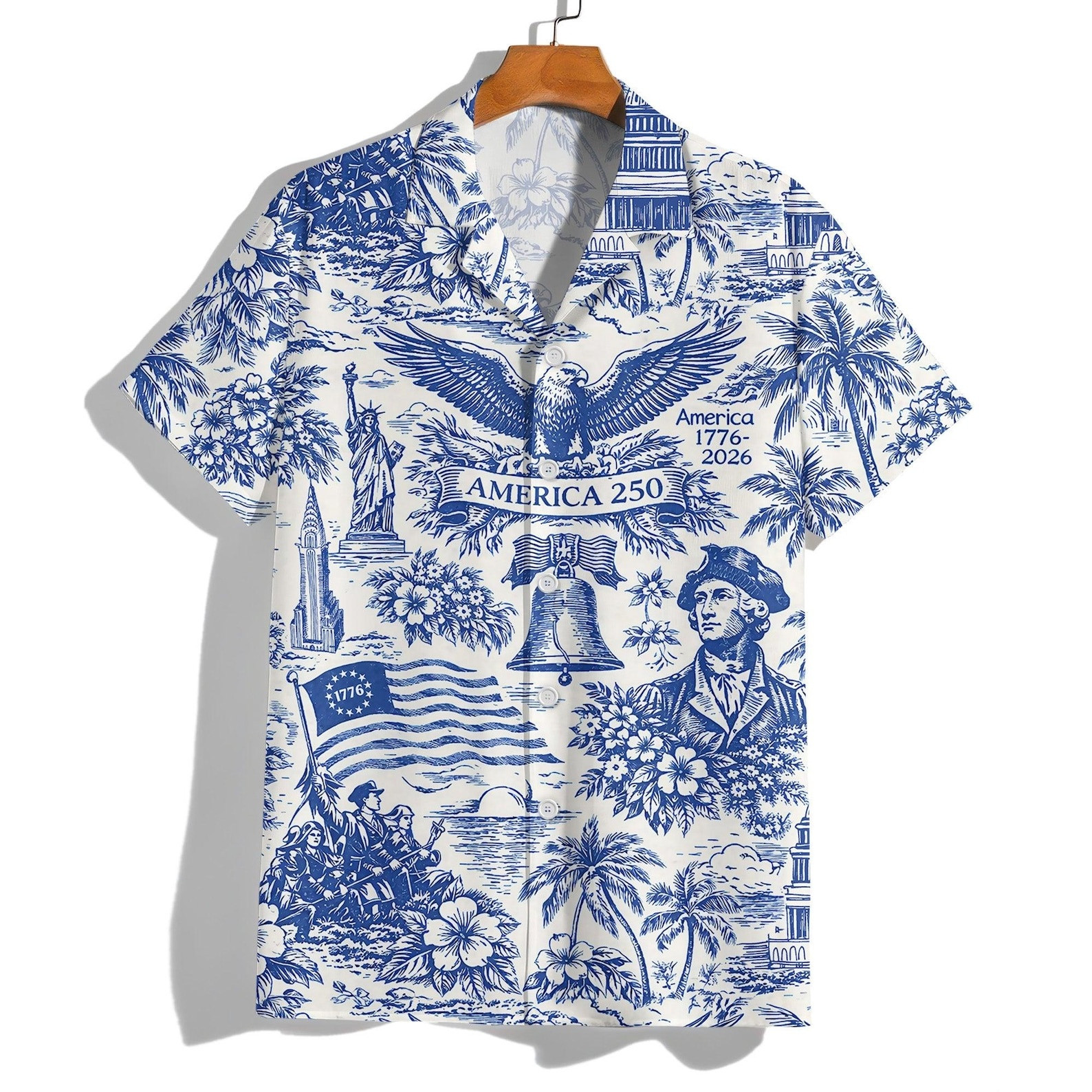 Eagle America's 250th Anniversary Hawaiian Shirt Independence Day Aloha Shirt Gift Ideas - WWCandleCo