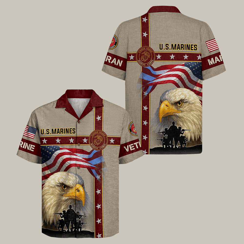 Eagle US Marines 250th Years Of Service Hawaiian Shirt 250th Anniversary Shirt Gift Ideas - WWCandleCo