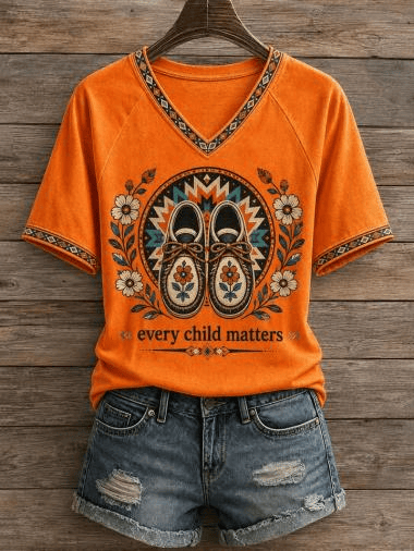 Every Child Matters V-Neck Shirt Floral Flower Clothing Best Gifts For Her