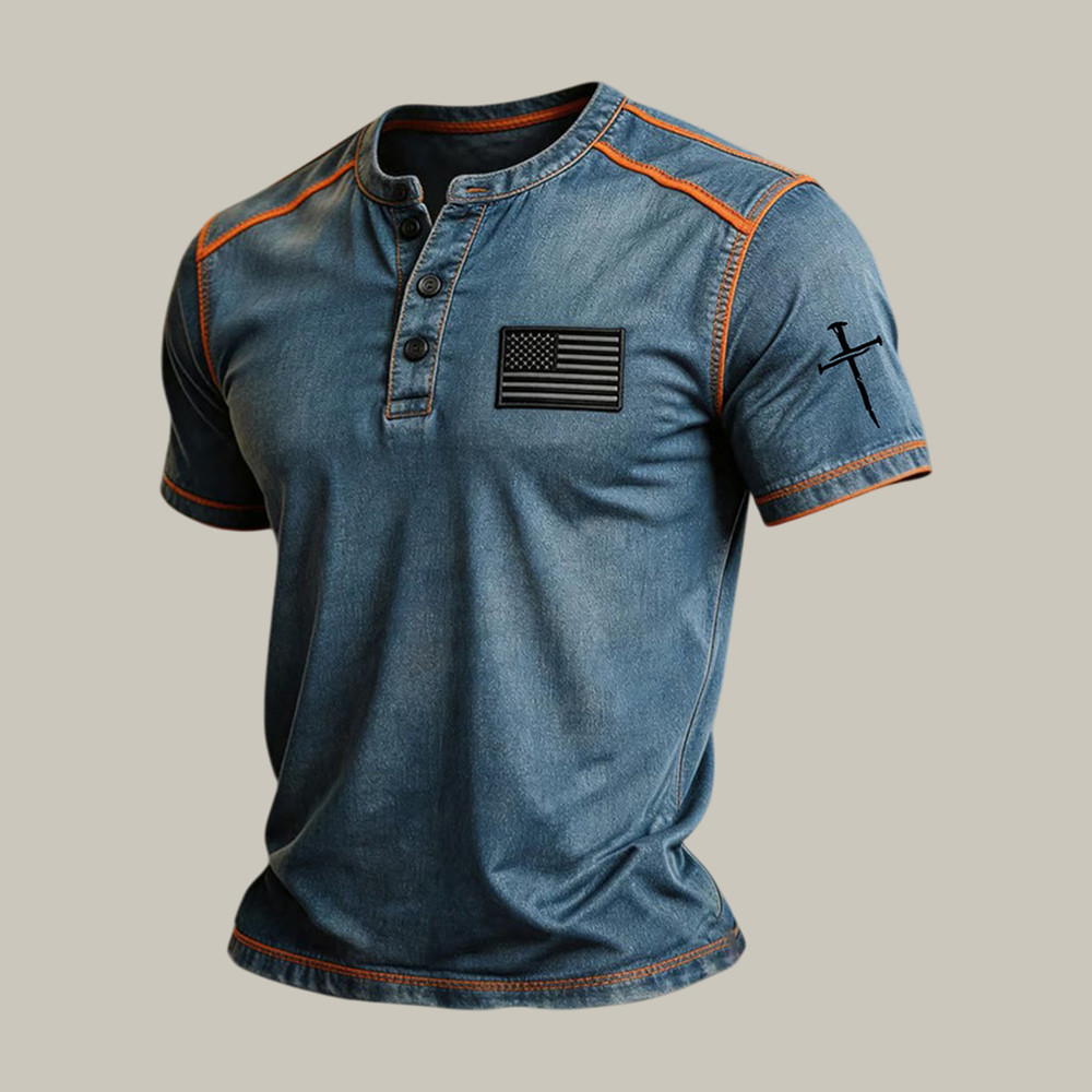 Faith Cross And American Flag Button Shirt Faith Over Fear Shirt Unique Present For Father - WWCandleCo