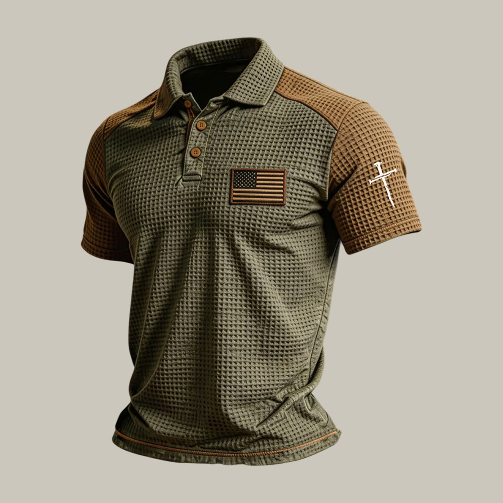 Faith Cross And American Flag Polo Shirt Faith In Jesus Clothes Best Christian Gift For Father's Day - WWCandleCo