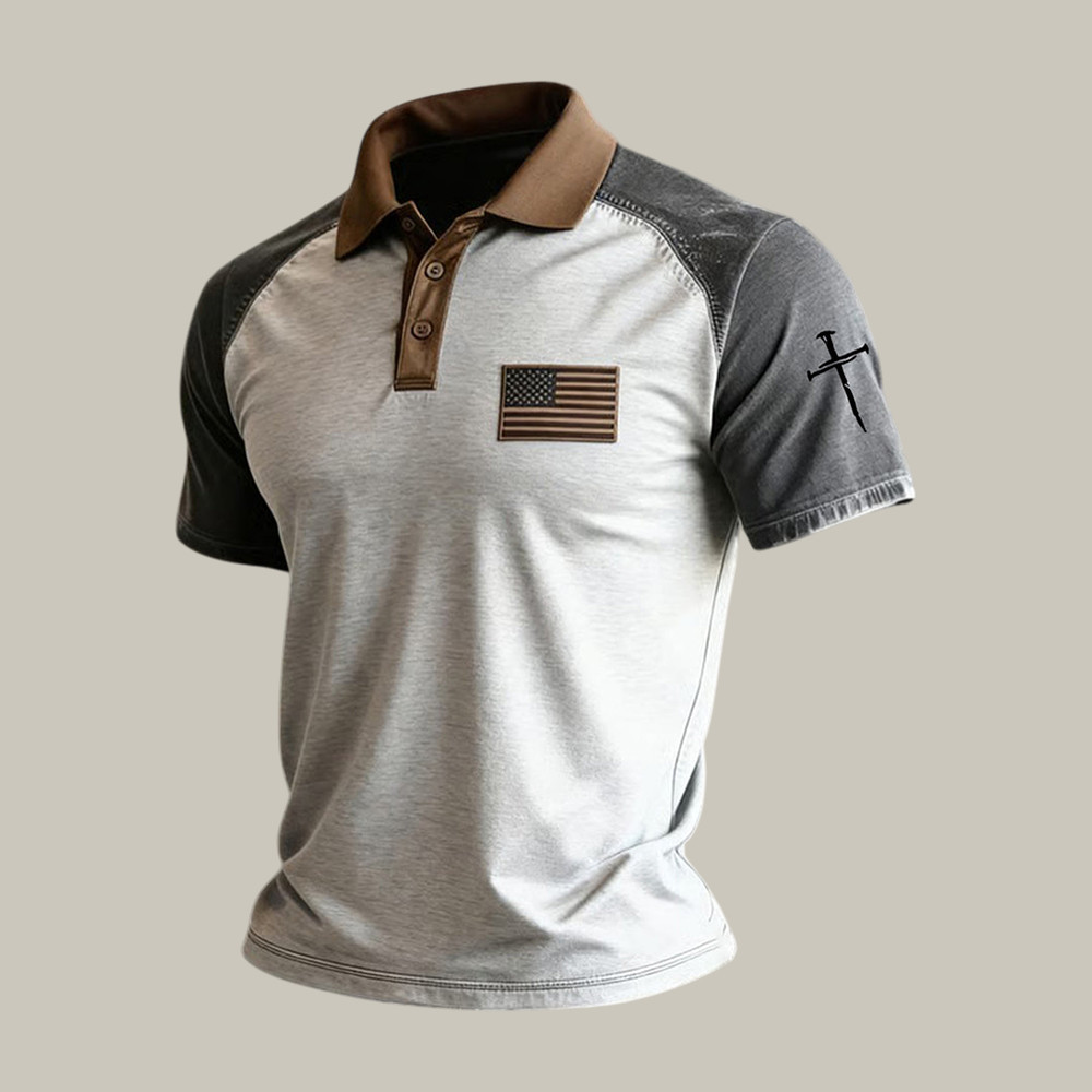 Faith Cross And American Flag Polo Shirt Faith In Jesus Clothes Unique Gift For Dad - WWCandleCo