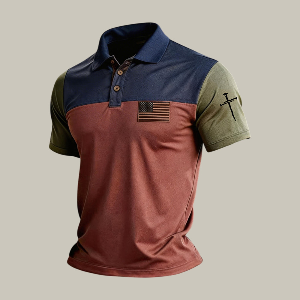 Faith Cross And American Flag Polo Shirt God Is Good Clothes Good Gift For Father - WWCandleCo