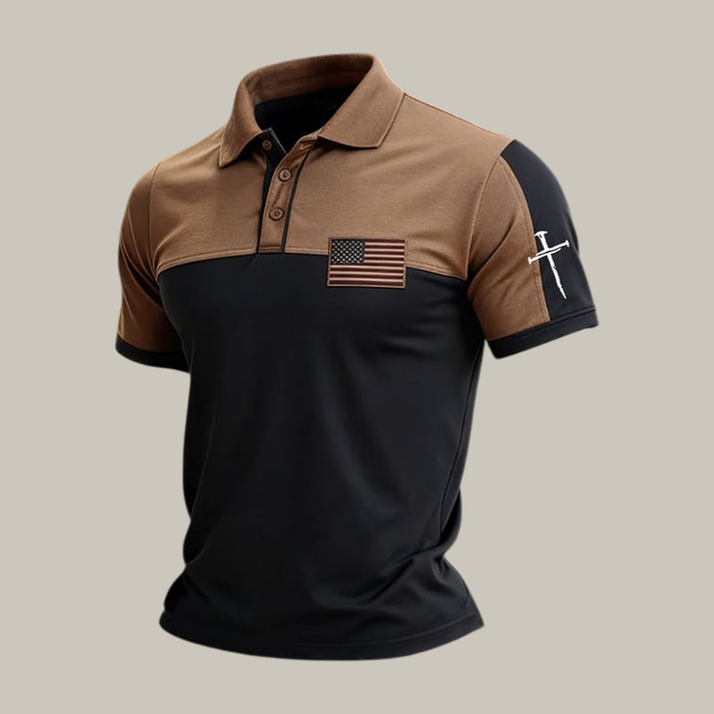 Faith Cross And American Flag Polo Shirt God Is Good Shirt Father's Day Gift For Dad - WWCandleCo