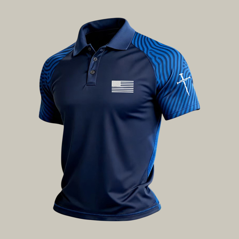 Faith Cross And American Flag Polo Shirt God Is Good Shirt Good Gift For Christians - WWCandleCo