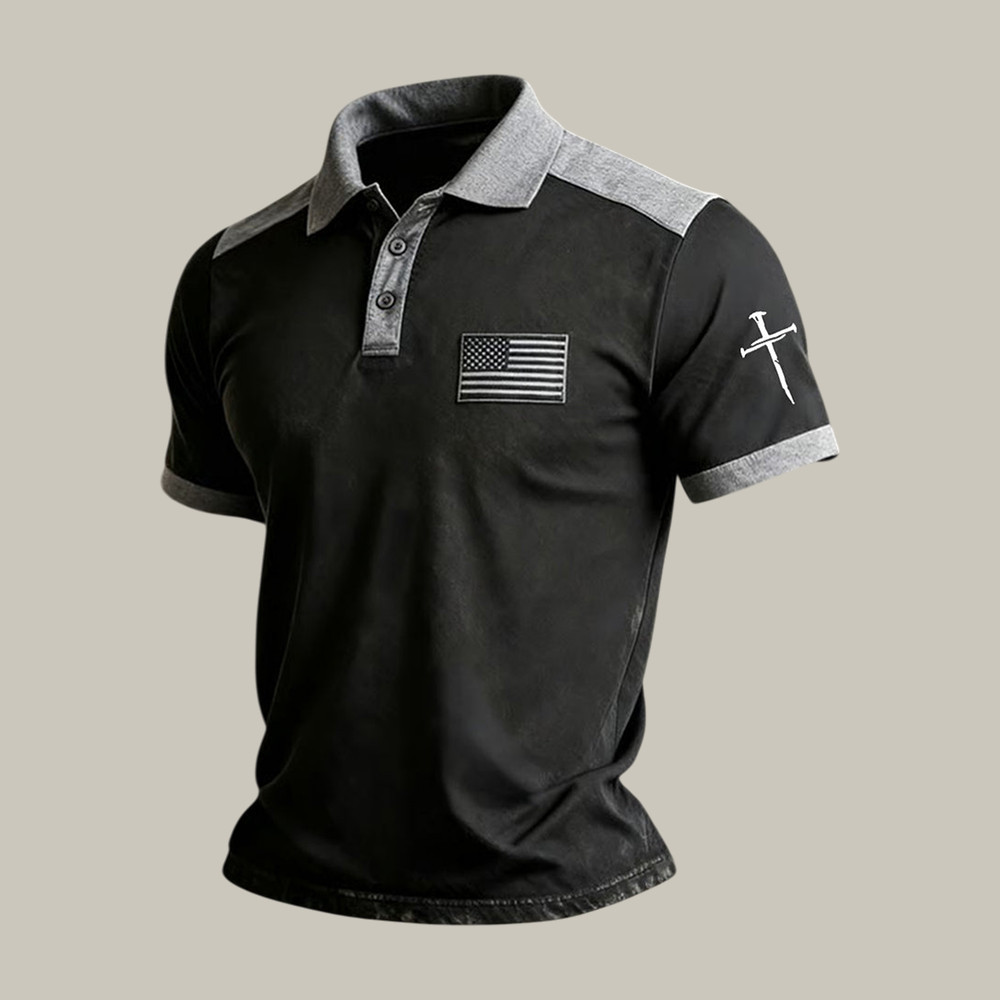 Faith Cross And American Flag Polo Shirt God Is Good Shirt Unique Gift For Christians - WWCandleCo