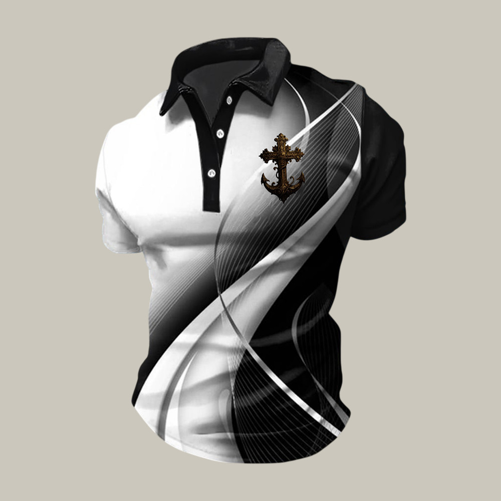 Faith Cross And Anchor Polo Shirt God Is Good Shirt Best Present For Christians - WWCandleCo
