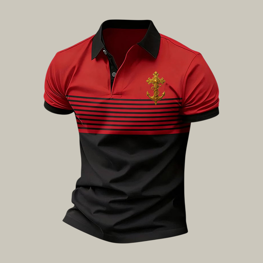 Faith Cross And Golden Anchor Polo Shirt God Is Good Shirt Unique Gift For Father's Day - WWCandleCo