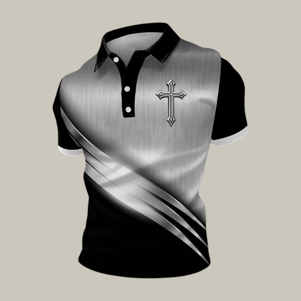 Faith Cross Art Design Polo Shirt God Is Good Clothing Present Idea For Christians - WWCandleCo
