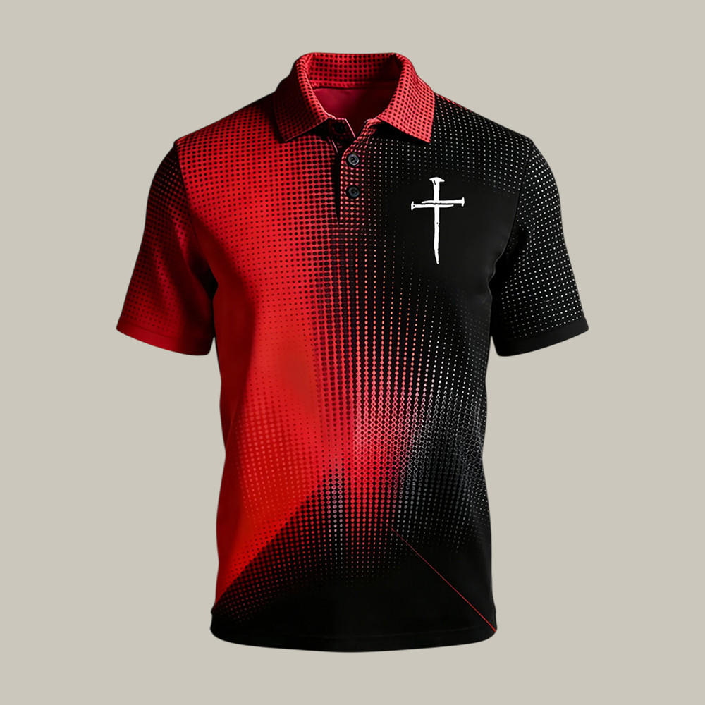 Faith Cross Art Polo Shirt God Is Good Shirt Best Present For Father's Day - WWCandleCo