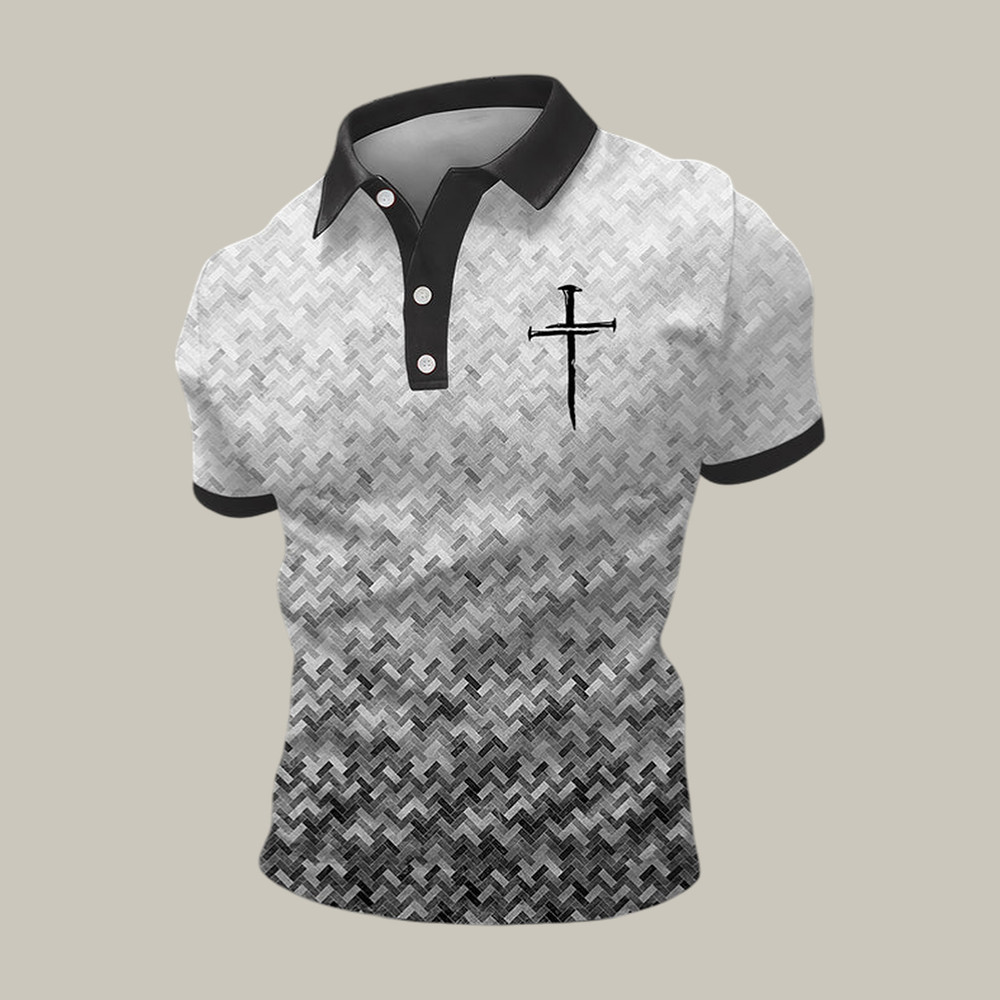 Faith Cross Design Polo Shirt Faith Based Clothes Unique Gift For Father's Day - WWCandleCo
