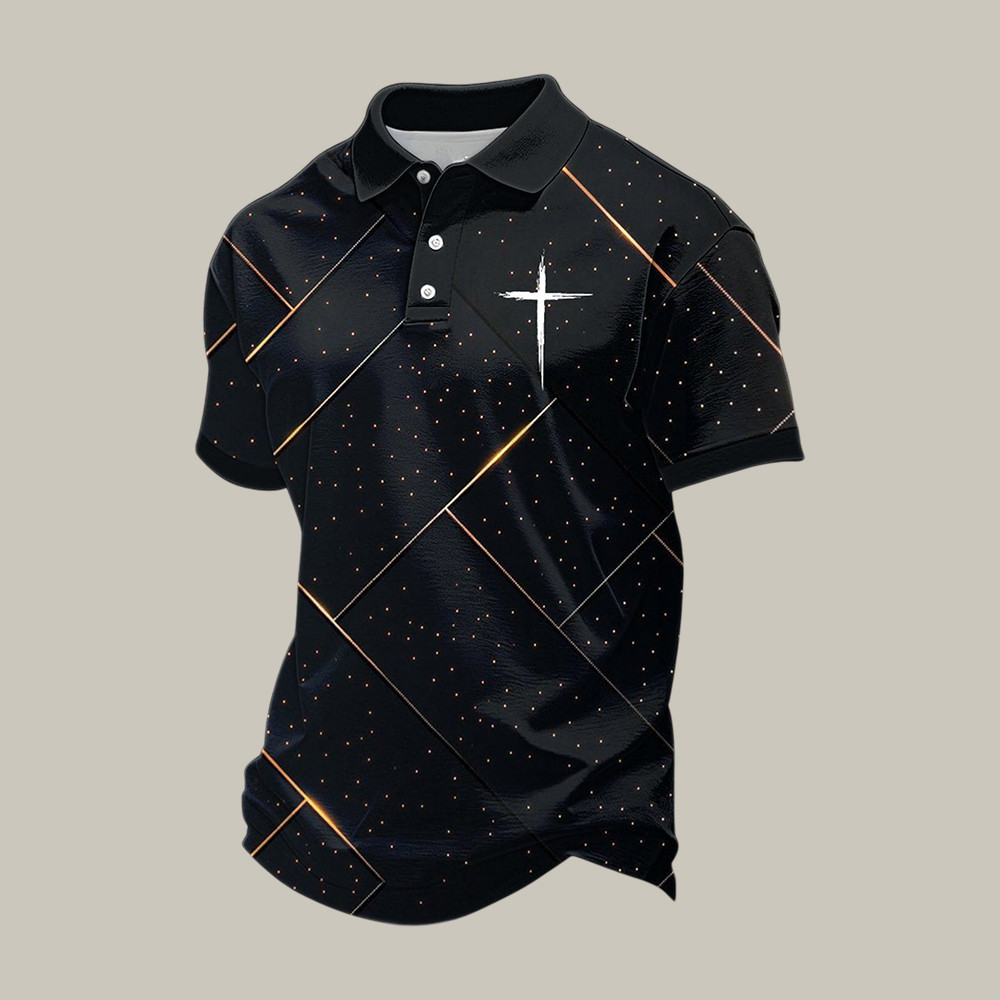 Faith Cross Design Polo Shirt God Is Good Shirt Best Present For Father - WWCandleCo