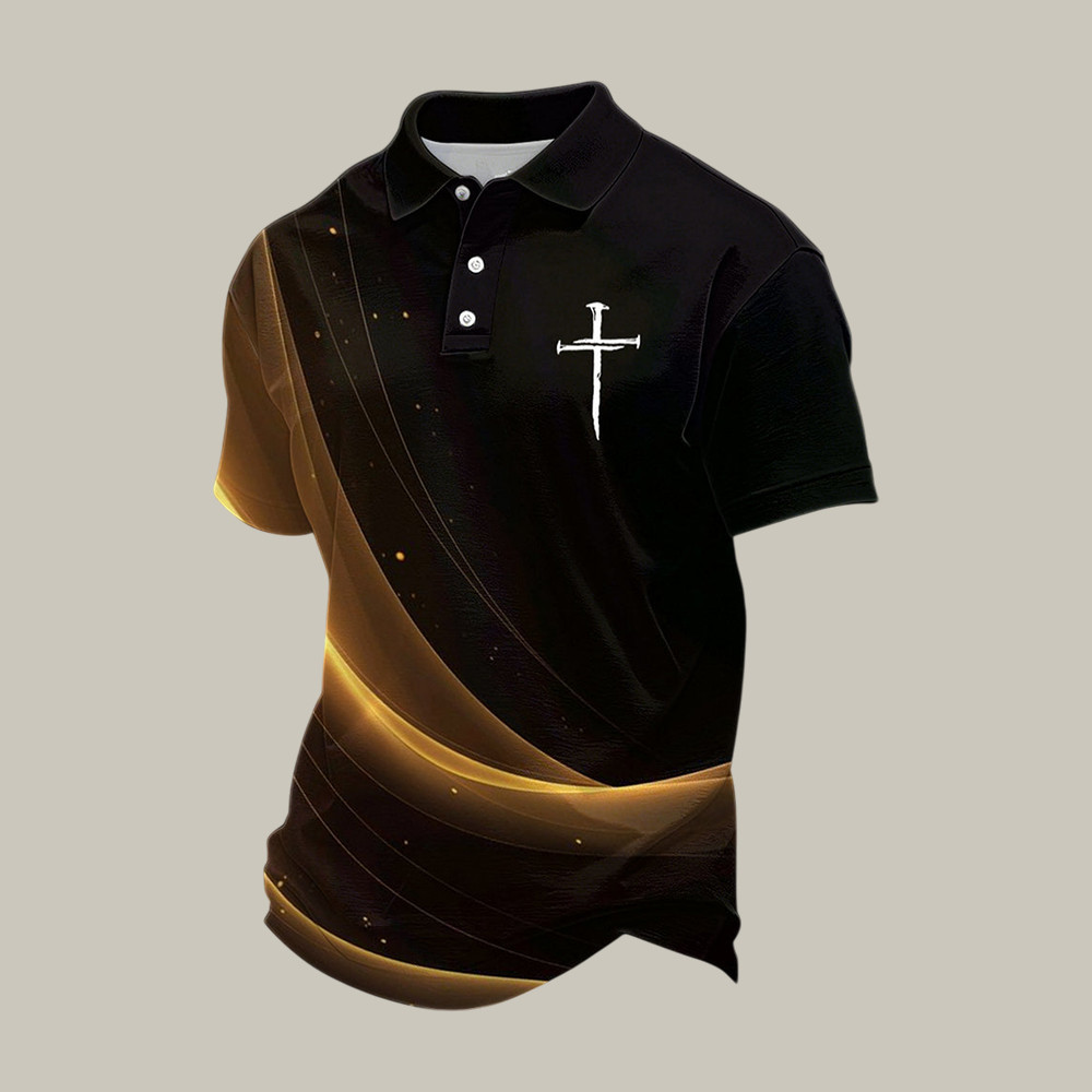 Faith Cross Graphic Polo Shirt Faith In Jesus Clothes Cool Present For Father's Day - WWCandleCo