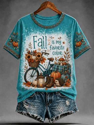 Fall Is My Favorite Color T-Shirt Pumpkin Bicycle Merch Gift For Autumn Lovers