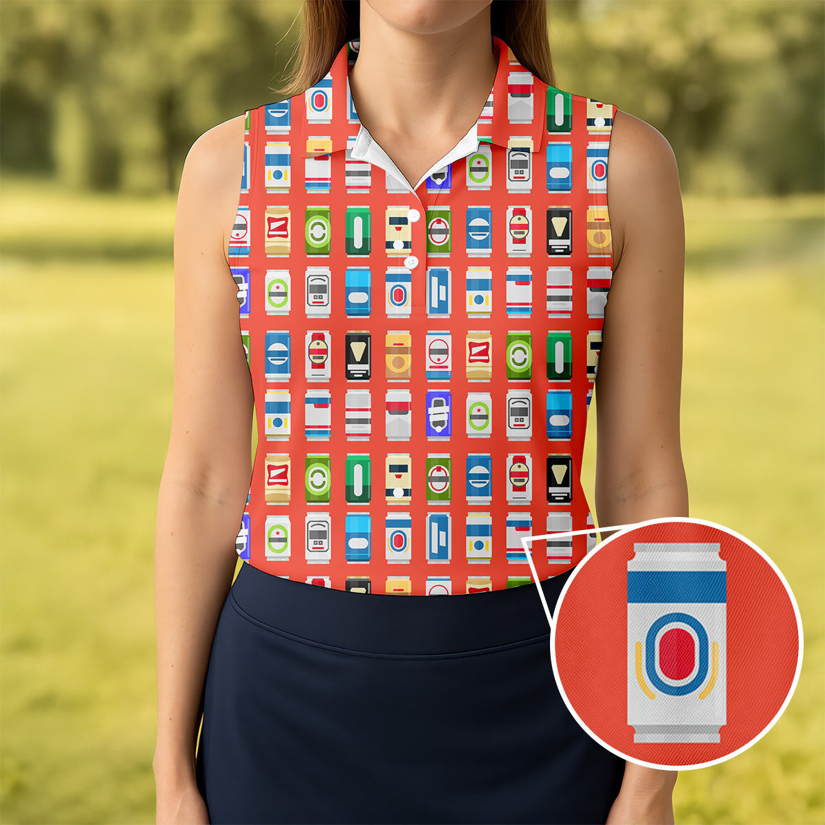 Famous Beer Can Golf Sleeveless Polo Shirt Golf Clothes Unique Gift For Mother - WWCandleCo