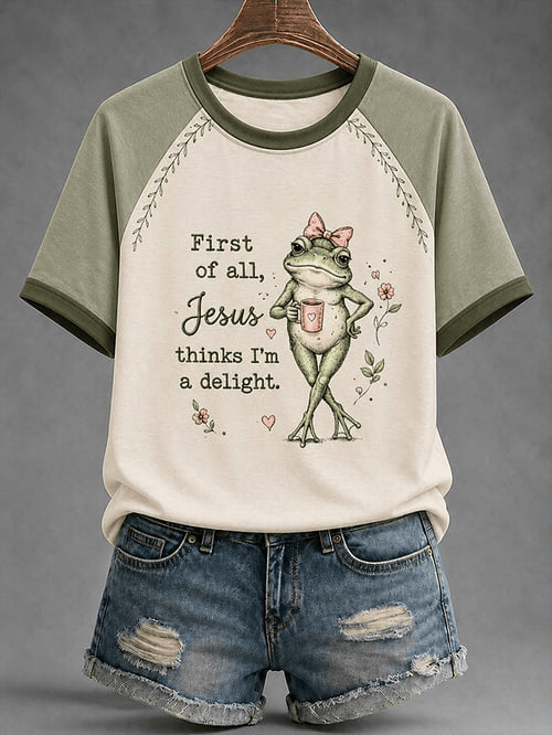 First Of All Jesus Thinks I Am A Delight T-Shirt Cute Frog Apparel Gift For Christians