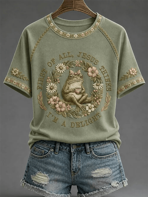 First Of All Jesus Thinks Im A Delight T-Shirt Frog Jesus Merch Gift For Christian Fans