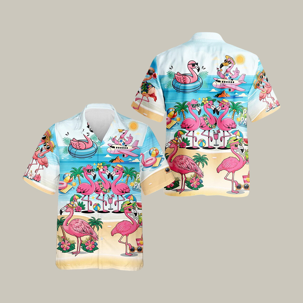 Flamingo Cocktails Beach Hawaiian Shirt Tropical Summer Aloha Shirt Unique Gift For Husband - WWCandleCo