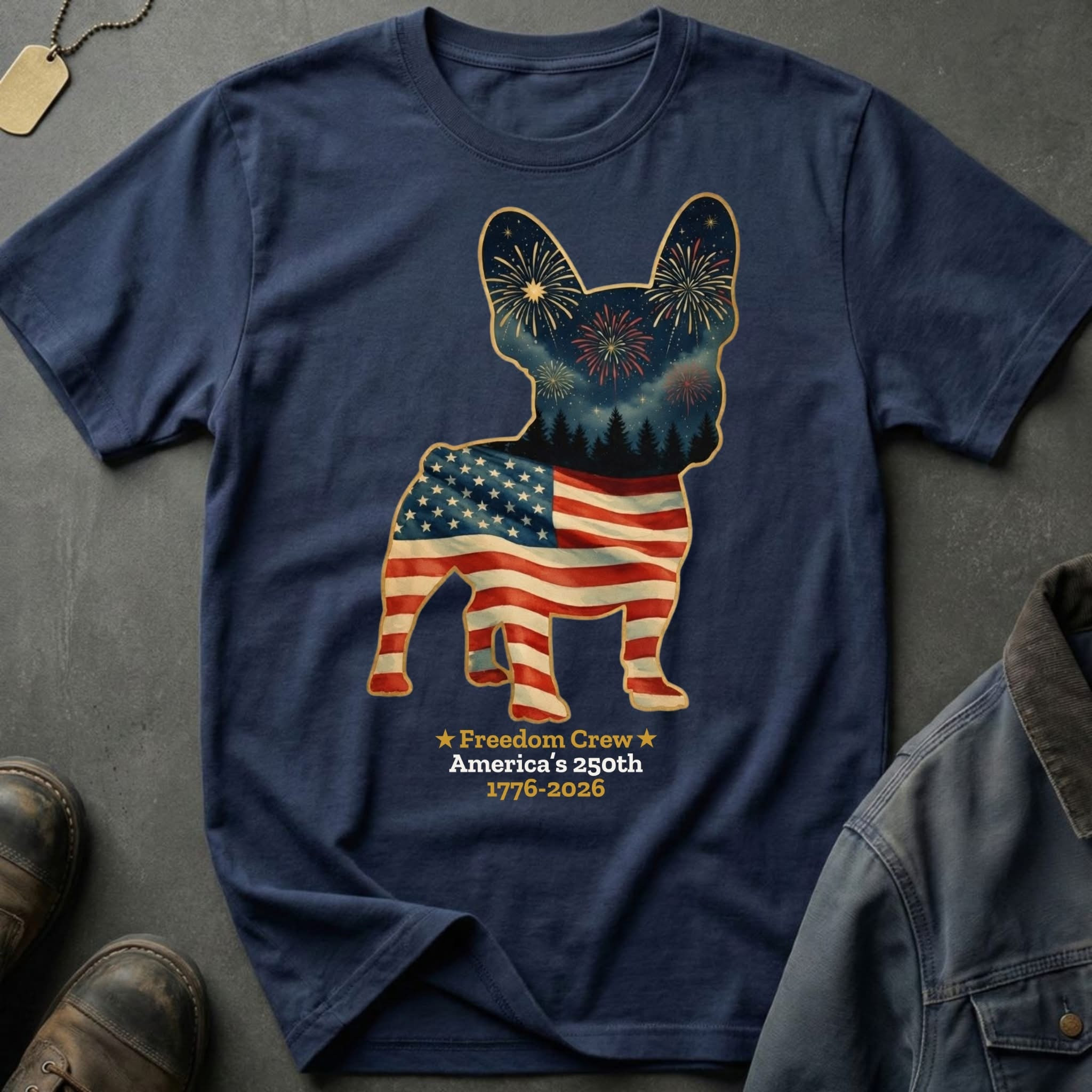 French Bulldog America's 250th T-Shirt Freedom Crew Merch Gift For Patriotic Fans - WWCandleCo