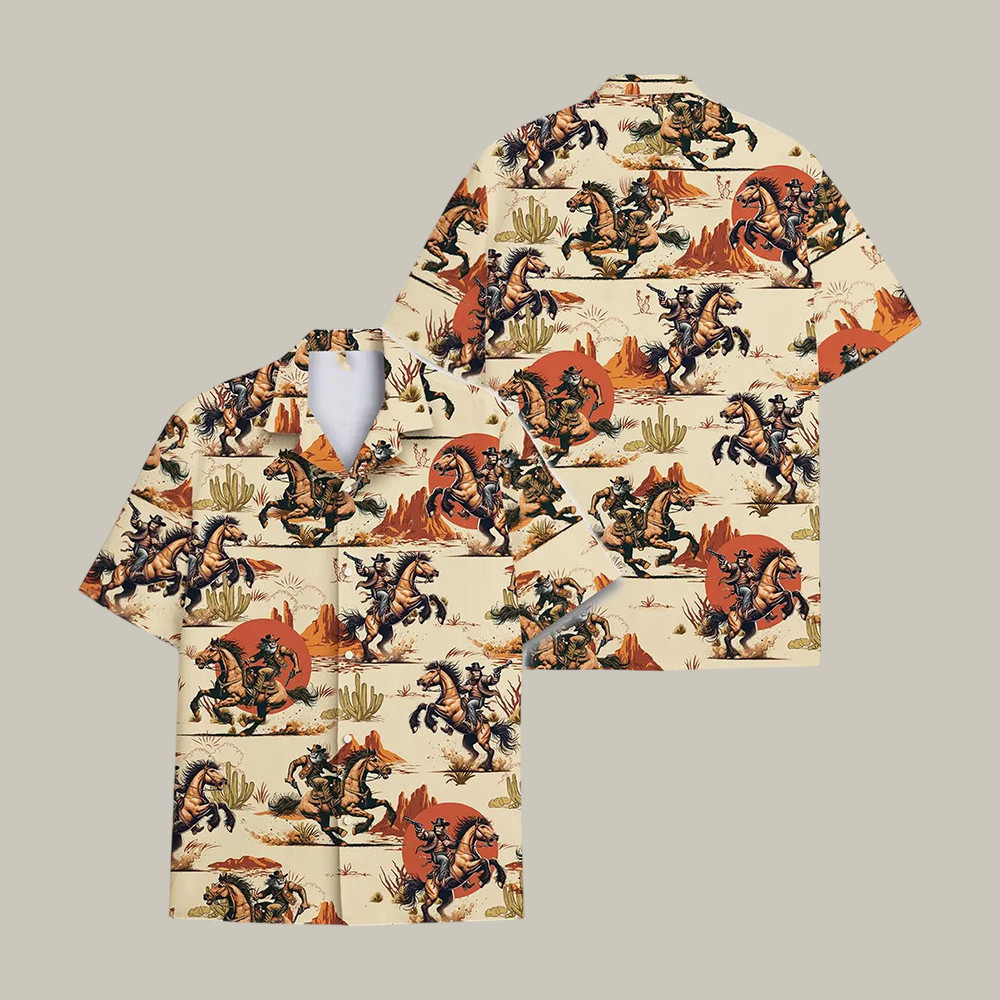Funny Bigfoot Cowboy Hawaiian Shirt Vintage Aloha Shirt Great Present For Cowboys - WWCandleCo