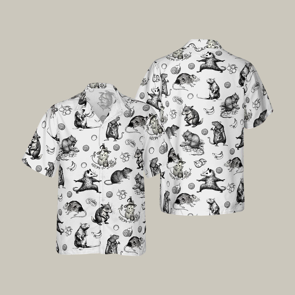 Funny Opossum Hawaiian Shirt Weird Animal Aloha Beach Style Shirt Unique Gift For Him - WWCandleCo