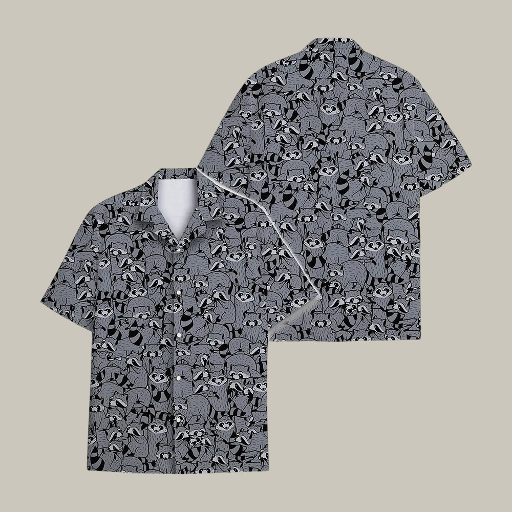 Funny Raccoon Hawaiian Shirt Tropical Button Down, Summer Beach Shirt Unique Gift For Dad - WWCandleCo