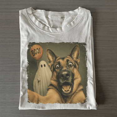 German Shepherd Merch Scared German Shepherd Selfie Boo Balloon T-Shirt Present