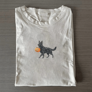German Shepherd Pumpkin T-Shirt Black Dog Halloween Apparel Gift For Pet Lovers
