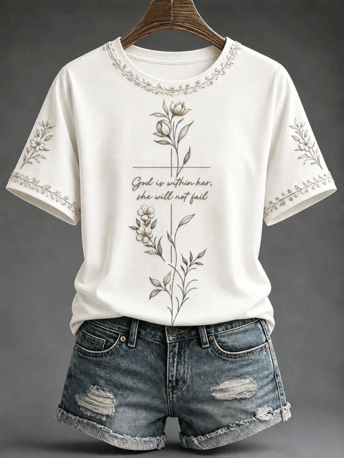 God Is Within Her T-Shirt She Will Not Fail Merch Gift For Christian Fans