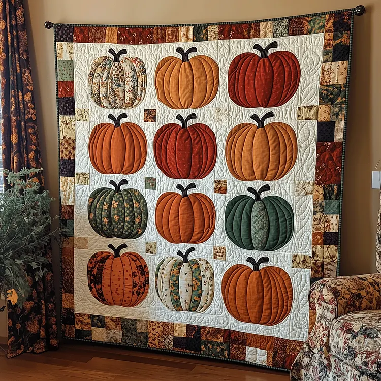 Halloween Pumpkin Quilted Blanket Pumpkin Patch Quilt Merch Best Halloween Gifts