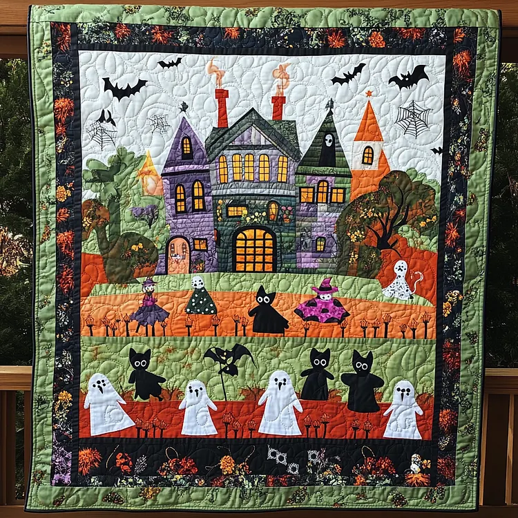Haunted Mansion Quilted Blanket Haunted House Ghosts Merch Gift For Home Decorators