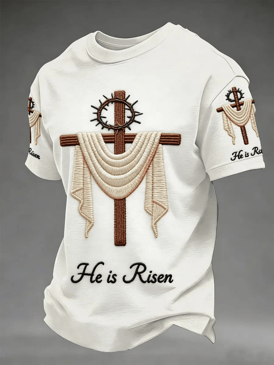 He Is Risen Christian Cross T-Shirt Crown Of Thorns Merch Gift For Christian Fans