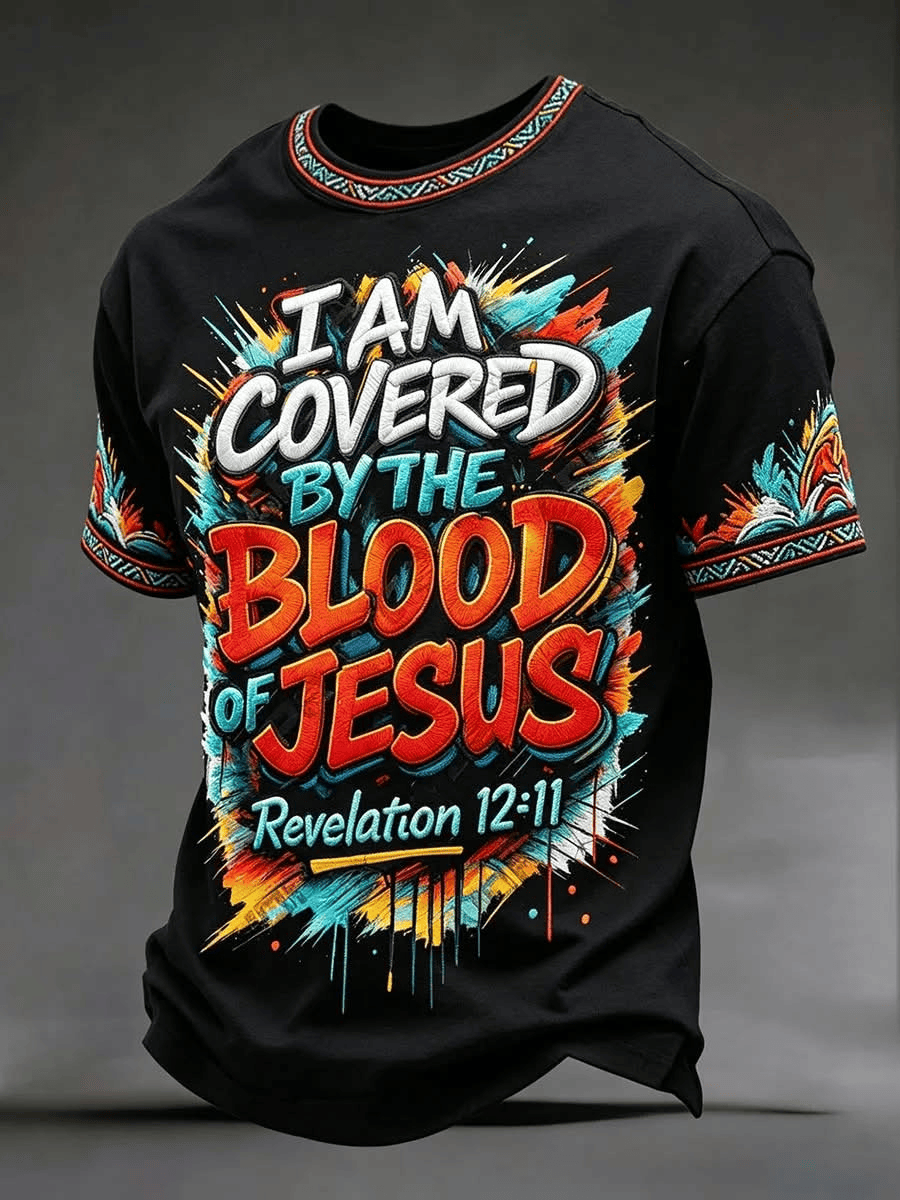 I Am Covered By The Blood Of Jesus T-Shirt Christian Merch Blessed Faith Gift