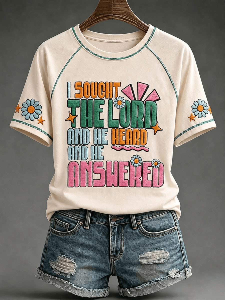 I Sought The Lord And He Heard And He Answered T-Shirt Psalm 34 4 Christian Shirt Gift