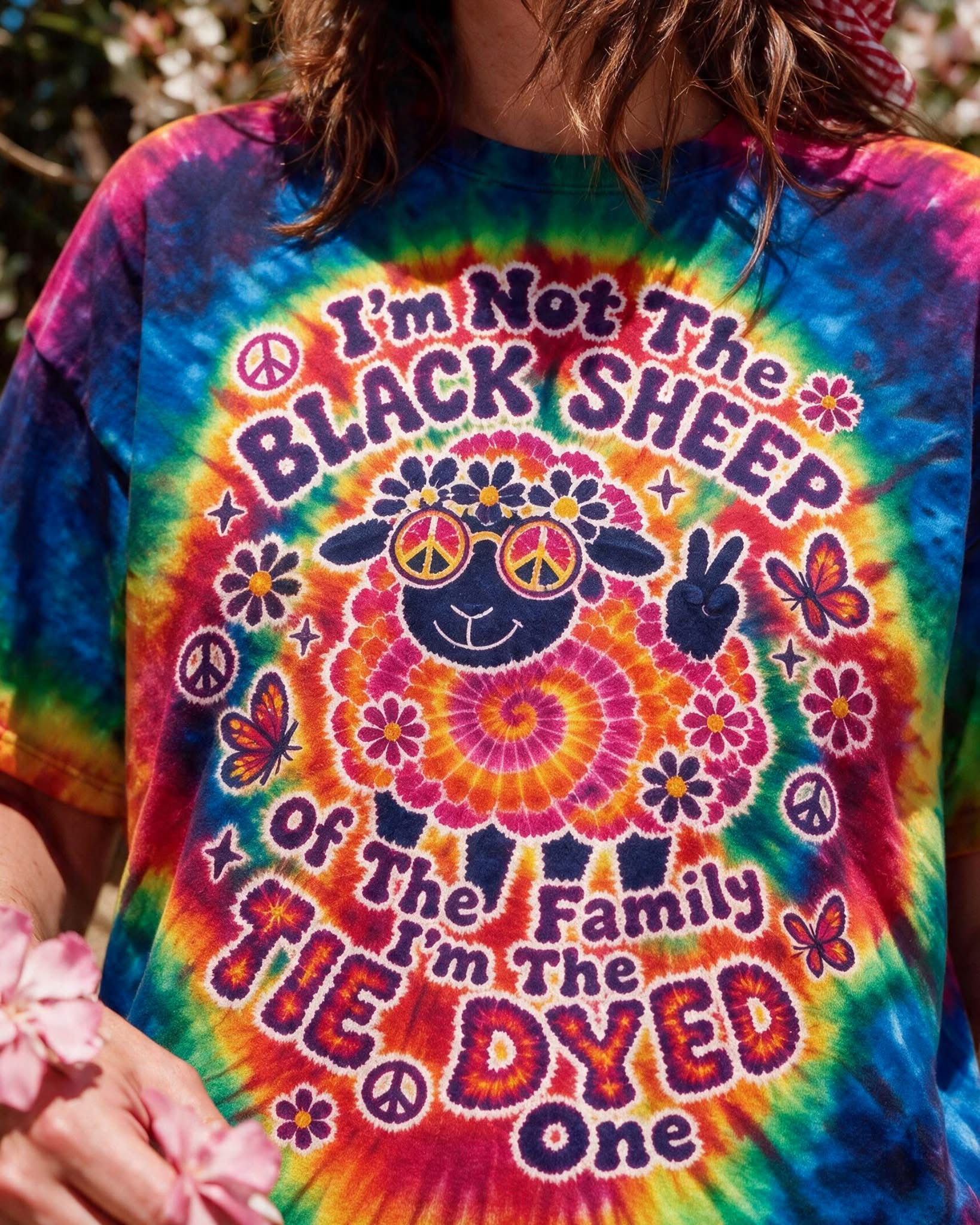 I'm Not The Black Sheep Rainbow Tie Dye T-Shirt Funny Sarcastic Saying Shirt Present Ideas