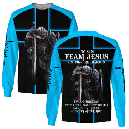 Im On Team Jesus Im Not Religious Christian Long Sleeve Shirt Jesus Merch Gift For Fans