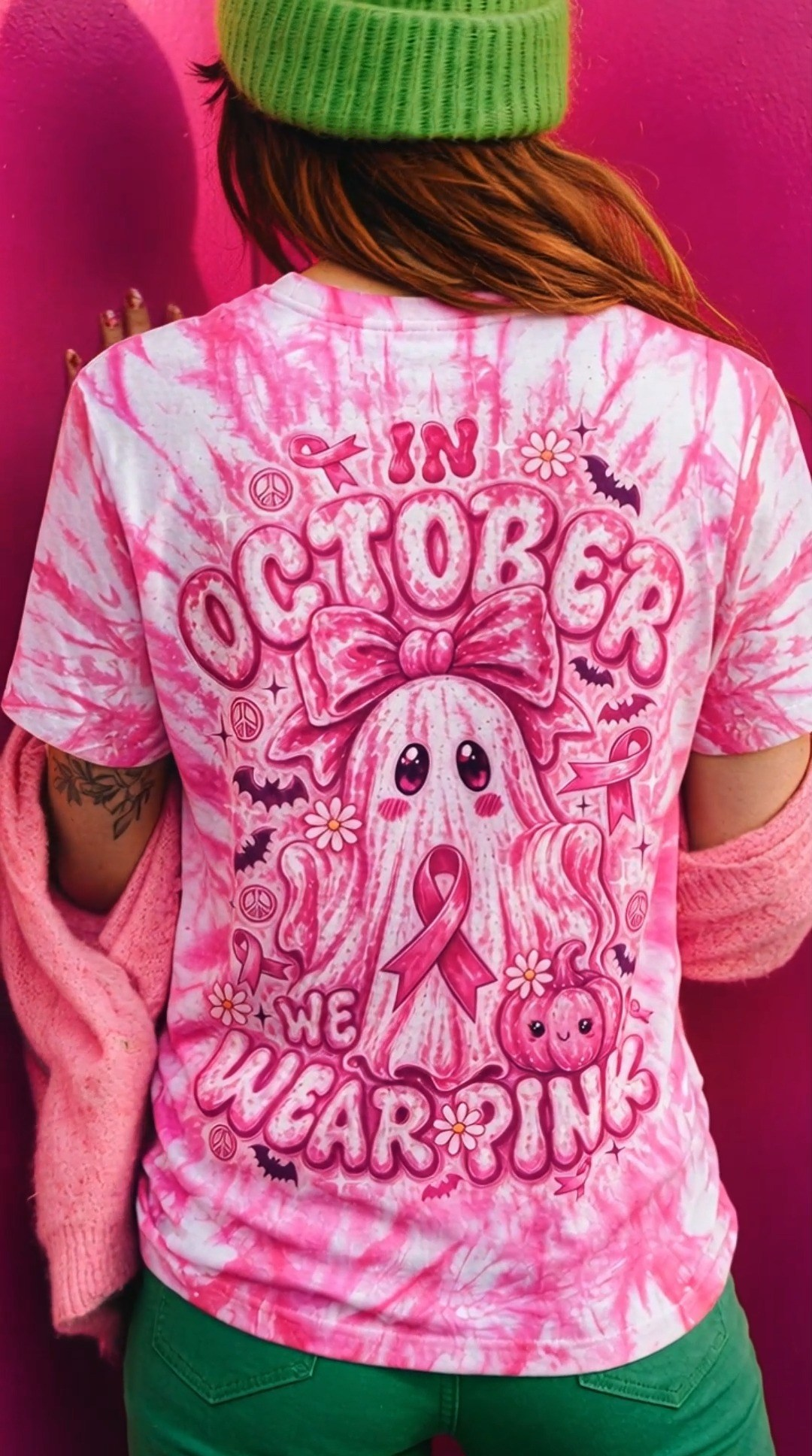 In October We Wear Pink Breast Cancer Awareness T-Shirt Survivor Warrior Support Merch