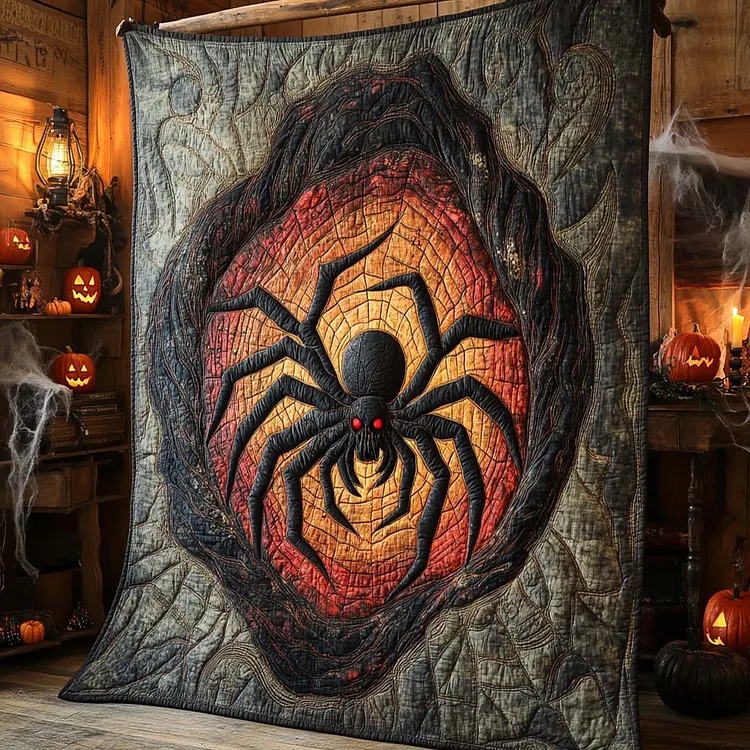 Inferno Spider Quilted Blanket Halloween Spider Web Merch Cool Gift