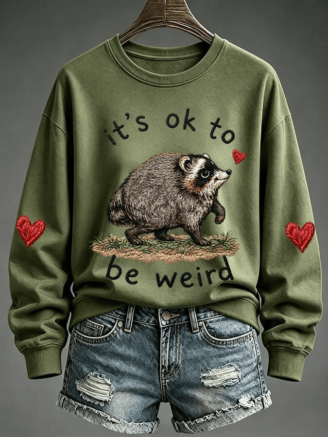 It's Ok To Be Weird Raccoon Sweatshirt Cute Animal Clothing Birthday Ideas For Brother